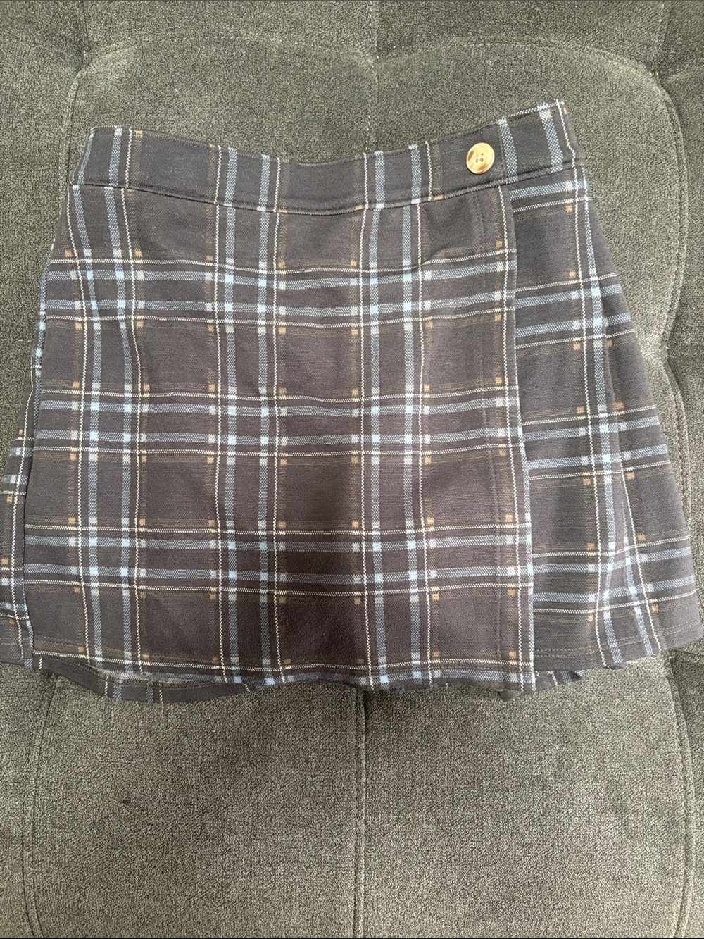 abercrombie kids Navy Plaid Mini Skirt with Light Blue Stripes